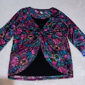 Colorful Silky Sheer Pullover Blouse